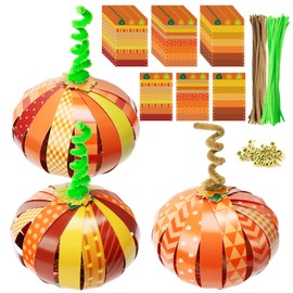 BLSUREFYX 36 PCS Paper Strip Pumpkin Craft Kit DIY Fall Thanksgiving Gratitude Pumpkin Craft Halloween Pumpkin Craft for Autumn Holiday Activities Religious Decor Home School Party Supplies