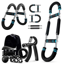 Ultimate Arm Trainer Bundle - Saker Twister Arm Trainer and 5 Pack Grip Strengthener, Adjustable Chest Workout Equipment, Hand Strengthening Devices, Twister Arm Trainer, Hand Squeezers for Strength