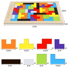 CCINEE Wooden Tetris Puzzle Jigsaw Puzzle Educational Tool (1 Type)
