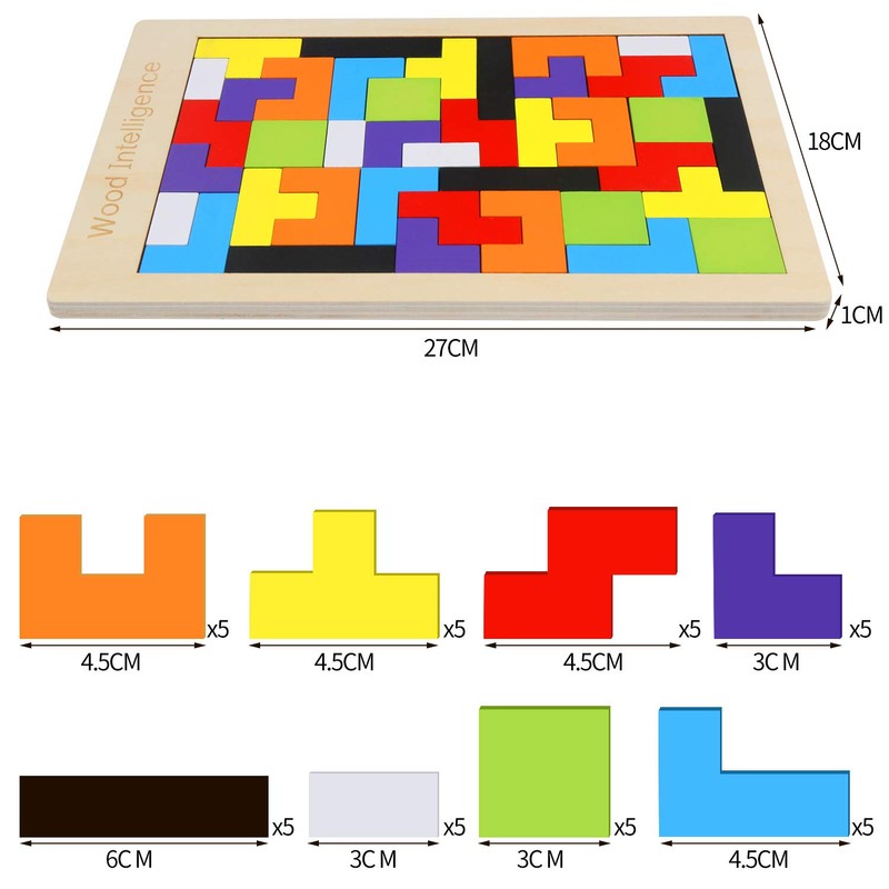 CCINEE Wooden Tetris Puzzle Jigsaw Puzzle Educational Tool (1 Type)