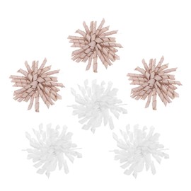 MECCANIXITY 4" Curly Bows for Gift Wrapping, 6 Pcs Self Adhesive Twist Tie Grosgrain Ribbon Bow for Treat Bag Christmas Birthday Gift Box Party Favors Decor, White/Light Pink