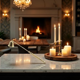Gold Metal Candle Snuffer Wick Snuffer with Long Handle Candlesnuffers Sleeves Accessories for Putting Out Wick Flame Safely, Accessory