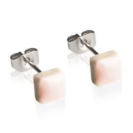 ALEXASCHA® Tiny Ceramic Square Stud Earrings • Nickel-Free Stud for Second Ear Hole • Sustainable Gift for Minimalist Indoors • Stone - 5 mm x 5 mm x 3 mm, Stainless Steel Ceramic