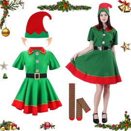 Carnavalife Elf Costume for Women Men Christmas Elf Girls Boys Leprechaun Christmas Costume Christmas Costume Adult Kids Helper Costume (S, Elf Costume for Women)