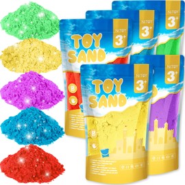 NiToy Value Pack 11lbs of 5 Colored Moldable Self-Sticking Sand, Never Dries Out - Fun for Kids Bulk Refill for Sensory Sand Box Toys, Ideal for Shaping, Squeezing, Scooping, Rolling and Molding