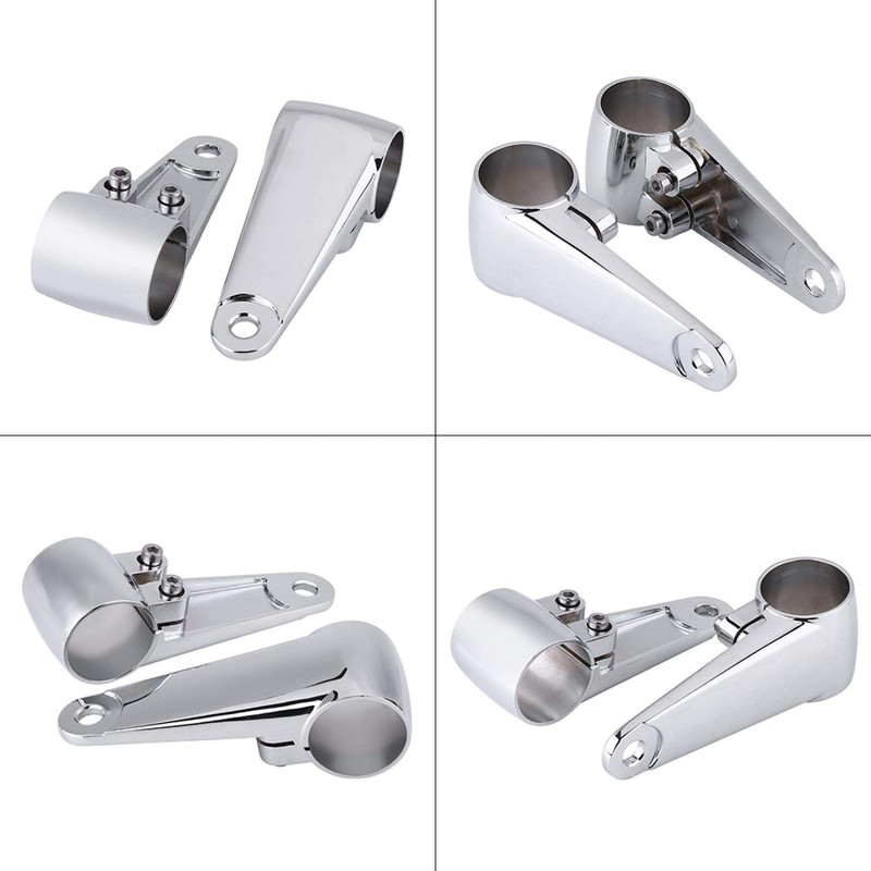 Akozon Chrome Motorcycle Headlight Side Mount Front Fork Mount for