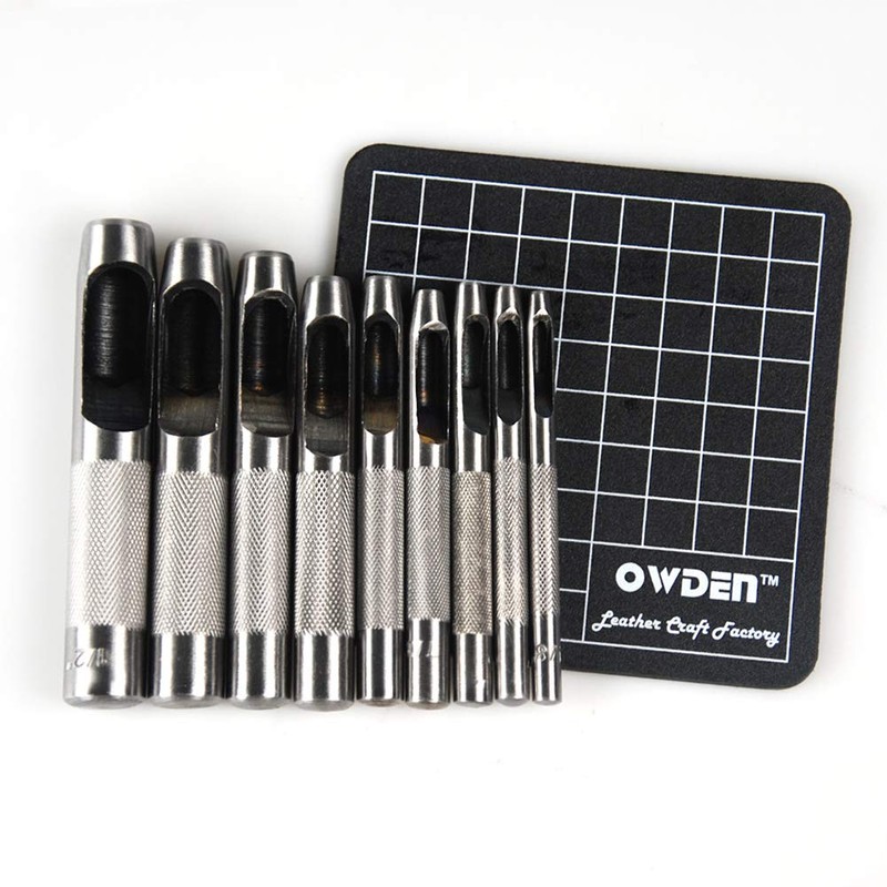 OWDEN 9 Pieces Hollow Punch Set (1/8"-1/2") with A Free