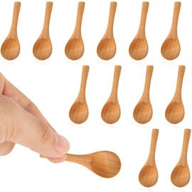 12PCS Small Wooden Spoons, Small Wooden Spoon, Wooden Teaspoons, Small Spoons for Spices Jars, Wooden Honey Spoon, Mini Spoon for Honey, Tiny Spoon for Spice, Salt, Sugar, Jam, Seasoning