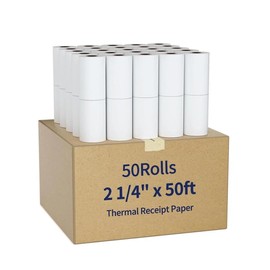 Thermal Paper Receipt Roll 2-1/4" x 50' BPA Free - Pack of 50 Rolls