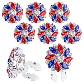 KINCHYGO 6 Pack Rhinestone Flower Button Covers for Shirts, Colors A