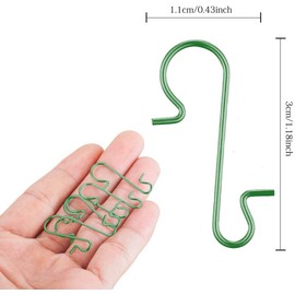 KOHMUI 120 Ball Hangers S-Hooks in Green, S Hooks Small Quick Hanger for Christmas Baubles, Beautiful Box, Reusable