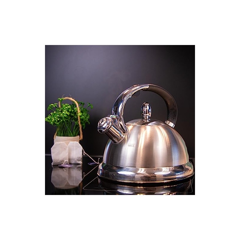 Cilio Conte 18/8 Stainless Steel Whistling Water Kettle, 2 Qt,