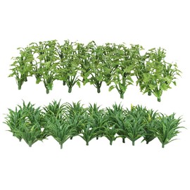 Milageto 100 Pieces Green Scenery Model Grass Shrubs Bush Railway Diorama Accessory, Brokenleaf-55 and Swordleaf-55