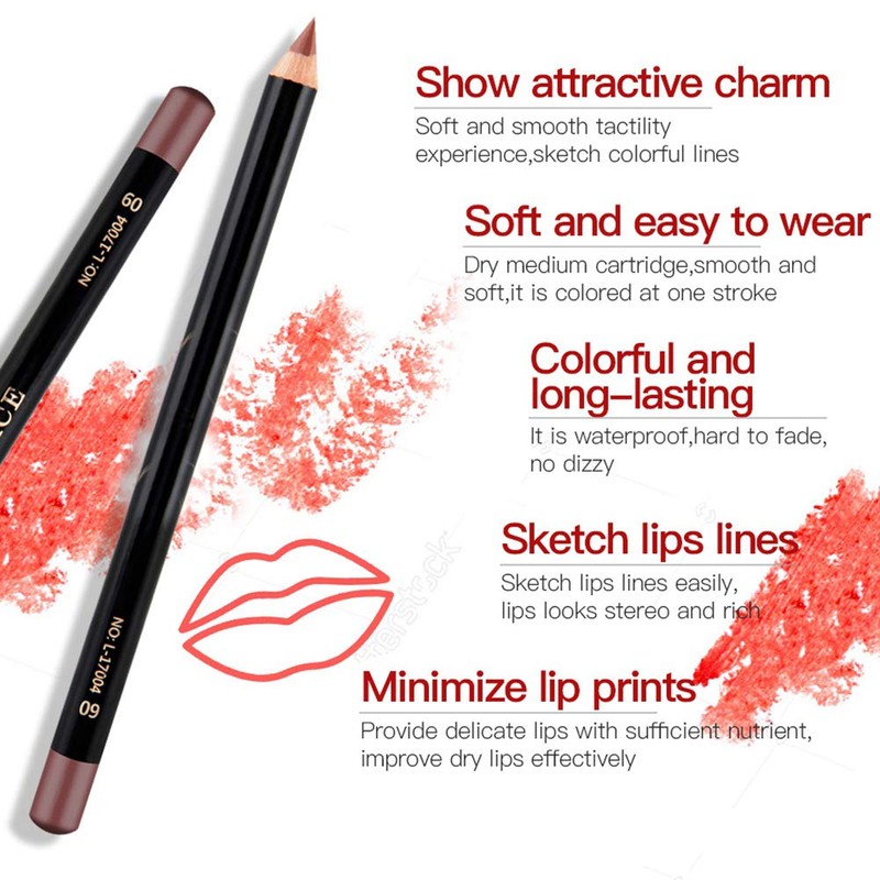 Lápiz Delineador de Labios, Conjunto de 12 Unidades NICEFACE, Delineador