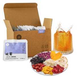 RIANTEA Organic Black Tea Bags with Fruit Flavors and Dried Flowers, Cold & Hot Brew Tea, Natural Sugar Free Low Caffeine, Premium Loose Black Tea Pods, 20 Count(40g)