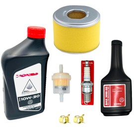Maintenance Tune Up Kit for GX240 GX270 Engines with 44 fl.oz Genuine Motor Oil 10W30 AIR Filter Replace 17210-ZE2-505 Spark Plug [98079-55846] [BPR5ES] Universal Fuel Filter and 2 Clamps