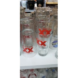 (2) RARE All Red Logo NEW Dos Equis XX Beer Pint Glasses Man Cave