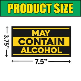 BAVAHA May Contain Alcohol Sticker Funny Beer Drinking Gifts Beer Stickers Alcohol Stickers Cooler Gen Z Funny Notice Sign Vinyl Sticker Car Cooler Box Car Water Bottle Fridge [7.5"x3.75"]