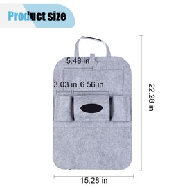 LAINLOY Felt Car Seat Back Organizer, Kick Mats Car Back Seat Protector for Kids, 6-Pocket Storage for Tissue, Box, Pen, Toy, Automobile Road Trip Accessories for SUV, RV, Truck (Grey)