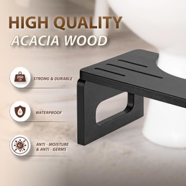 BLUEWEST Foldable Toilet Stool, Acacia Wood Poop Stool for Potty Training, 7 Inch Collapsible Bathroom Stool, Folding Stool for Adults with Non-Slip