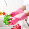4 Pairs Rubber Gloves Reusable Dishwashing Gloves Soft Waterproof Household