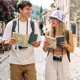 VULKIT Porta Pasaporte Minimalista con Bloqueo de RFID, Cartera de Viaje de Cuero para Hombre y Mujer, Cierre Magnético