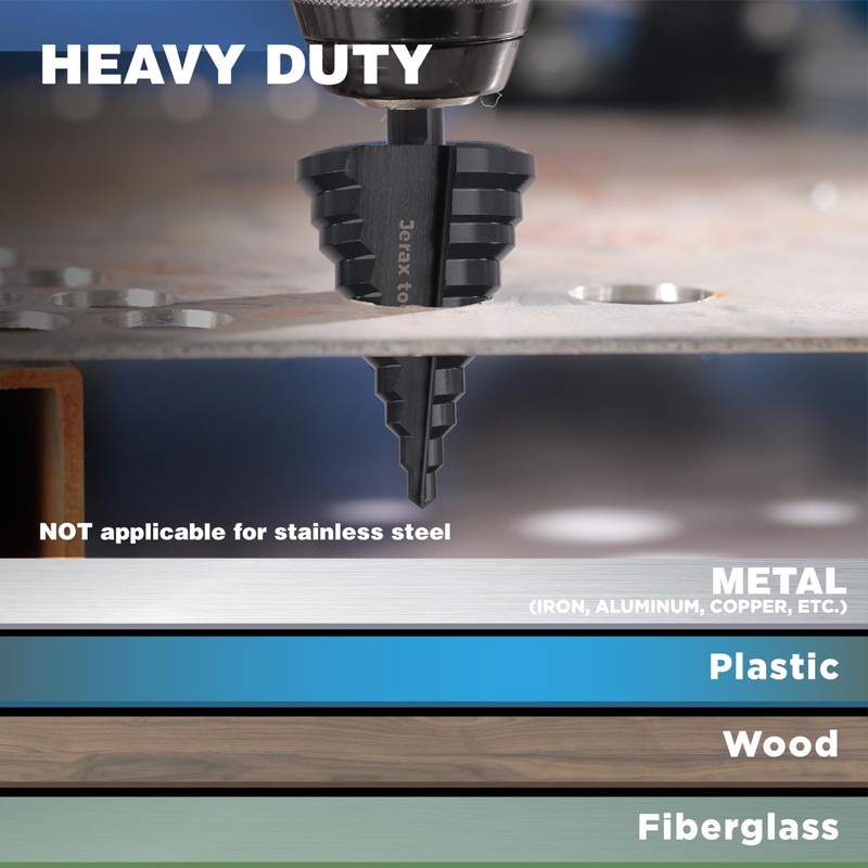Jerax tools 1/4"-7/8" High Speed Steel Step Drill bits, Doubles
