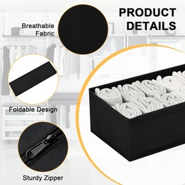 DIMJ Pack of 8 Drawer Organiser System, Drawer Organiser, Foldable Storage Box, Fabric, Drawer Inserts for Wardrobes, Wardrobe Organiser for Clothes, Black