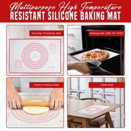 Pro-Grade Sil Pastry Mat w/Reference Marks for Baking, Food and Meal Prep, Cooking (24 * 16 Inches)