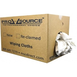 Pro Source Virgin Cotton T-Shirt Rag - Lint-Free, White, 25 Lbs, 3 to 4 Pieces per Lb, Comes in Box
