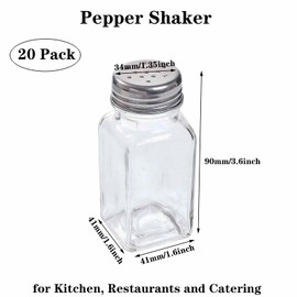 QISF 24 Pack Glass Salt and Pepper Shaker Set with Brush and Foldable Funnel, 1.75" x 3.75" Clear Spice bottle for Kitchen, Restaurants, Catering