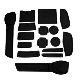 MARCHFA Non-Slip Mat Compatible for Qashqai 2018 2019 2020 Cup Holder Interior Mats Accessories 16 Pcs (Black)