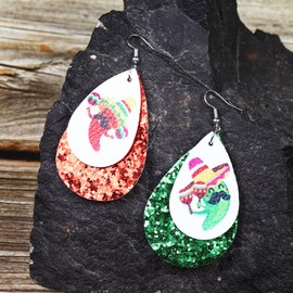Cinco De Mayo Women's Earrings Cute Chili glitter earrings Mexican Carnival Themed Party Jewelry Gifts