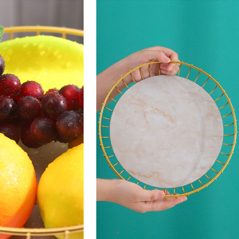 Fruit Tray Hollow Design High Foot Iron Marblel Decorative Practical