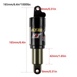 Bicycle Oil Spring Shock Absorbers, 750/850/1000 LBS Bicycle Rear Shock Absorber, Bicycle Shock Absorber Device 125 mm/150 mm/165 mm/185 mm (165 mm 1000 LBS)