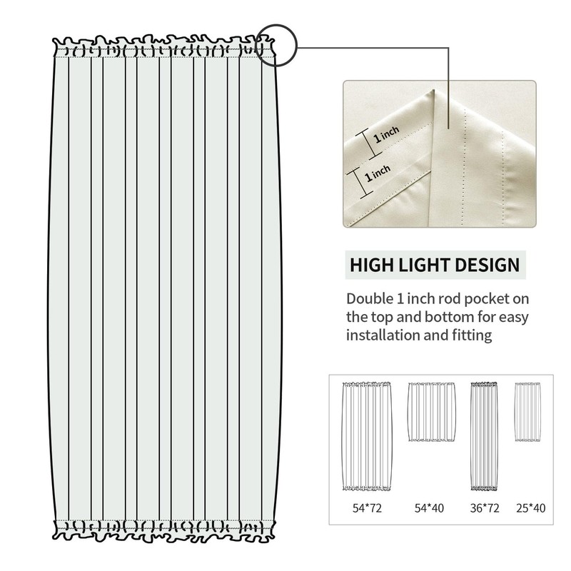 DWCN French Door Curtains – Rod Pocket Thermal Blackout Curtain