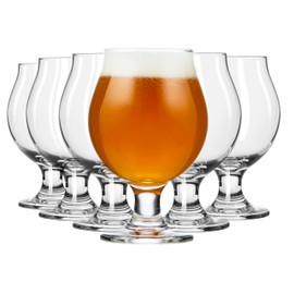Libbey Entertaining Essentials Belgian Beer Glasses, 13 oz, Craft Beer Glasses Set of 6 for Belgian Ales, Unique Tulip Beer Glasses for Entertaining