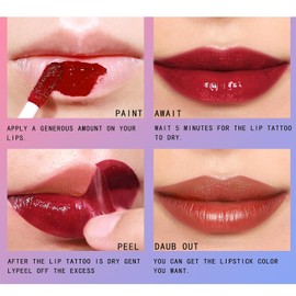 Peel Off Matte Lip Tint 3 Colours Long Lasting Lip Stain Peel Off Matte Tattoo Colour Lip Gloss Waterproof Liquid Lipstick Non-Stick Cup Tinted Lip Stain (A, 3 Pieces)