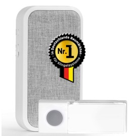 Heidemann HX Cloth 70833 Wireless Gong Set with Transmitter and Receiver, Max. Range 150 m, 8 Melodies Adjustable, Optical Call Signal