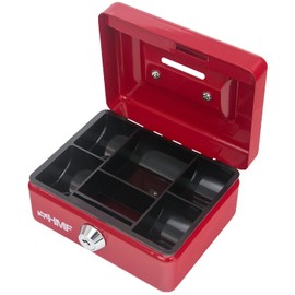 HMF 102122-03 Children's Money Box, Lockable Cash Box with Slot, 12.5 x 9.5 x 6 cm, Red