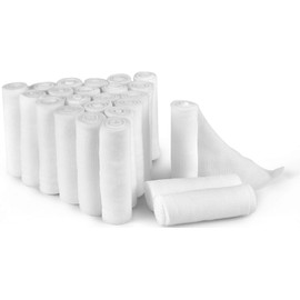 D&H Medical Pack of 24 Gauze Bandage Roll 2 Inches x 4.1 Yards with Tape - Medical Gauze Wrap for Wounds Care - Easy to Use Cotton Gauze Rolls for Hand Wrap Dressing Ankles & Knees