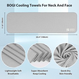BOGI 2 Pack Cooling Towel, Cooling Towels for Neck(100x30 cm) Ice Towel Cooling Towel, Soft Breathable Sweat Towel for men & women,Stay Cool for Yoga, Sport, Gym Camping & More Activities | Blue+Grey