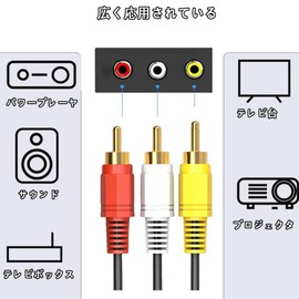 AV Cable, 3.9 ft (1.5 m), 3 RCA (Male) to 3 RCA Terminal (Male) AV Cable (Composite Video + Audio) Yellow / Red / White / 3 Pin / 3 Pin (1.5 M)
