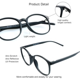 VisionGlobal Blue Light Blocking Glasses for Women/Men, Anti Eyestrain, Computer Reading, TV Glasses, Stylish Oval Frame, Anti Glare(Black,+0.50 Magnification)