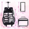 Rolling Clear Backpack for Women, Heavy Duty PVC Transparent Wheeled