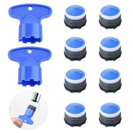 8-Piece Tap Strainer Set, Aerator M18.5, Aerators for Taps, Tap Aerator with 2 Mixing Nozzle Keys, Plastic Strainer Insert for Bathroom and Kitchen