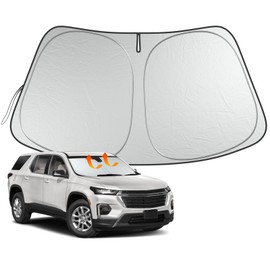 Windshield Sun Shade Compatible with Chevy Traverse 2018-2024 Accessories, Foldable Car Sun Visor Cover Reflective Polyester Sunshade for Sun Protection Keep Vehicle Cool