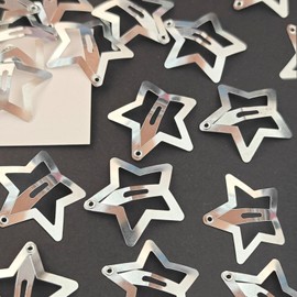 Pack of 20 Metal Star Hair Clips, Star Hair Accessories, Hollowed Star Hairpin, Silver Metal Hair Clips Snap, for Children, Girls and Women