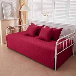 5-Piece Daybed Cover Set Black,Twin Cozy Daybed Bedding Sets for All Season Double Sided-Quilting Daybed Comforter Bedspread, Geometric Print Day Bed Cover for Twin Bed with 4 Pillow Shams,39"x75"