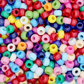 Auvoau 1000Pcs Pony Beads Bracelet 9mm Rainbow Plastic Barrel Pony Beads for Necklace,Hair Beads for Braids,Key Chain,Jewelry Making (Multicolor)